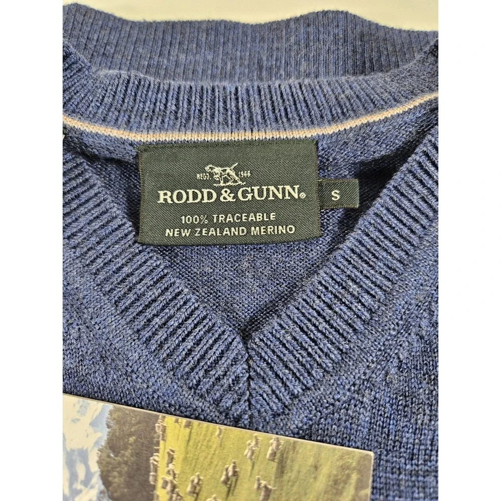 Rodd & Gunn Merino Wool Pullover V-Neck Sweater Blue Men's Small New